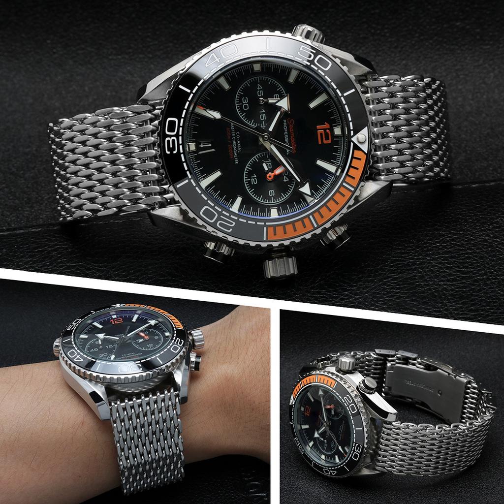 Für Panerai Seiko Nr. 5 Dosen Casio Huawei Omega Edelstahlarmband Shark Mesh Mailänder Band 22 24mm atmungsaktives Metall Uhrenarmband