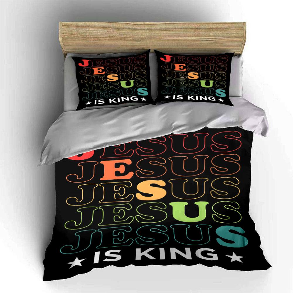 "Jesus Text In Gradient." Bedding Sets Duvet Cover Sets Duvet Covers Pillowcases(1 * Duvet Cover 2 * Pillowcases Without Duvet Insert)