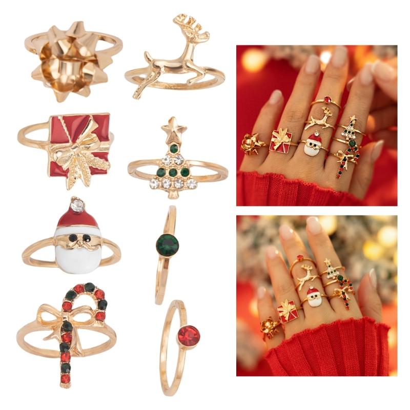 Holiday Spirit Reindeer Rings Accessory Enchanting Christmas Reindeer Rings Adornment for Stylish Festive Outfits