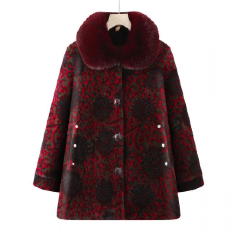 

Women s new winter mink jacket cotton-padded coat women s fleece coat thickened old lady 5XL [recommended 150-80kg]