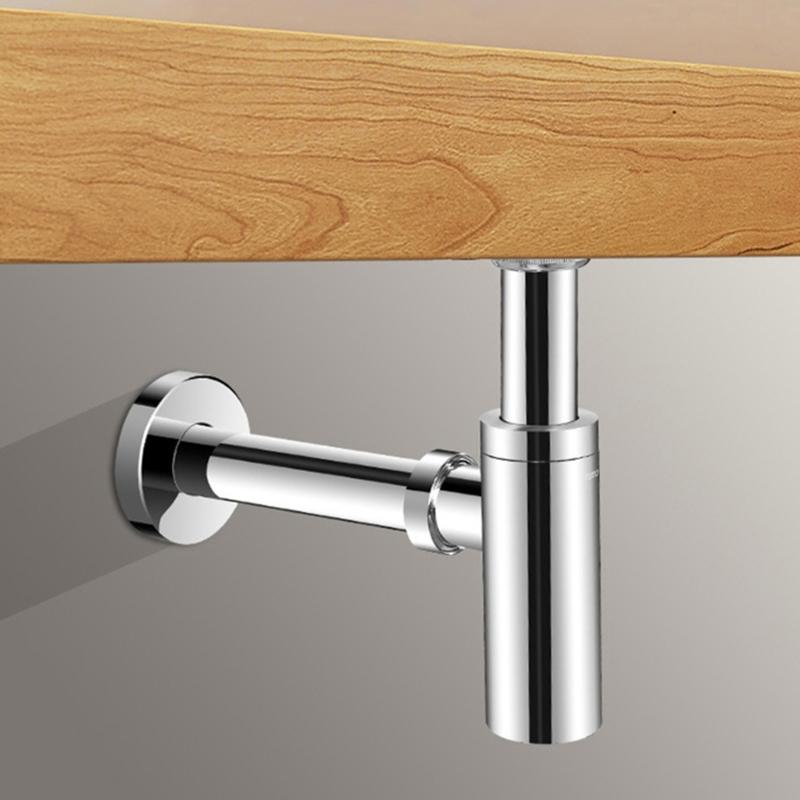 Universal Sink Drain Pipe 1 1/4" with Easy Clean Opening & Installation Guide Bathroom Basin Siphon with Cleaning Access