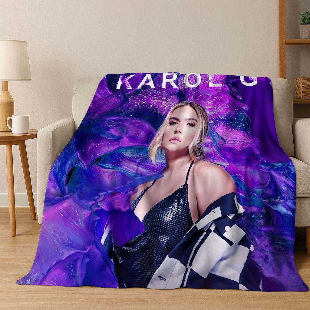 3D Karol G Singer Carolina G Art Flannel Blanket,Cozy Soft Throw Blanket for Home Bedroom Bed Sofa Picnic Office Cover Gift