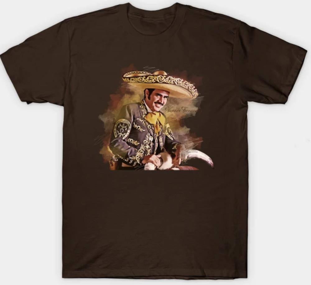 Vicente Fernandez El Rey Short Sleeve  Mens Unisex S-3XL Brown Fan Art Unisex T-Shirt S
