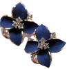 Royal Blue 3D Frosted Camellia Earrings - Korean Style Women's Fashion