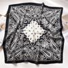 27.55in Elegant Paisley Print Square Scarf Thin Satin Shawl Casual Sunscreen Headscarf For Daily Life