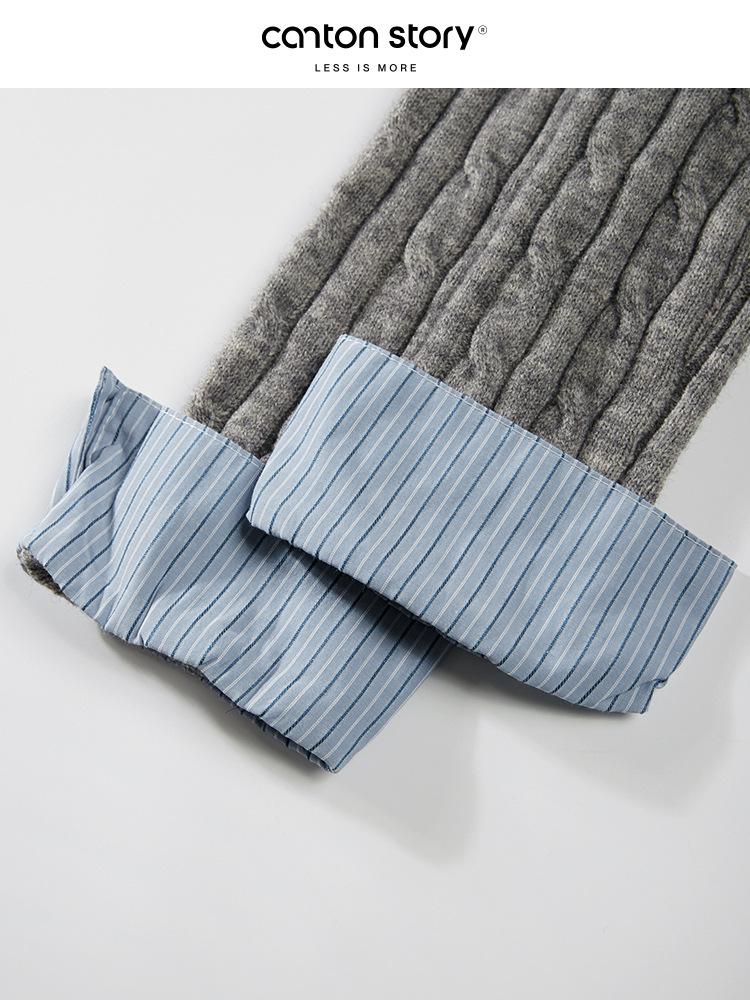 Yangcheng Story Women's Slim Fit Grey Faux Two-Piece Knit Cardigan for Autumn 2025