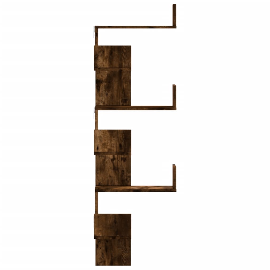 Vidaxl Corner Wall Shelf, Smoked Oak, 45X45X147 Cm