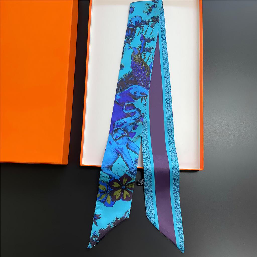 2024 New Design Small Floral Tarot Scarf Women Skinny Bag Silk Scarves Luxury Brand Scarf Foulard Hair Neckerchief Headband