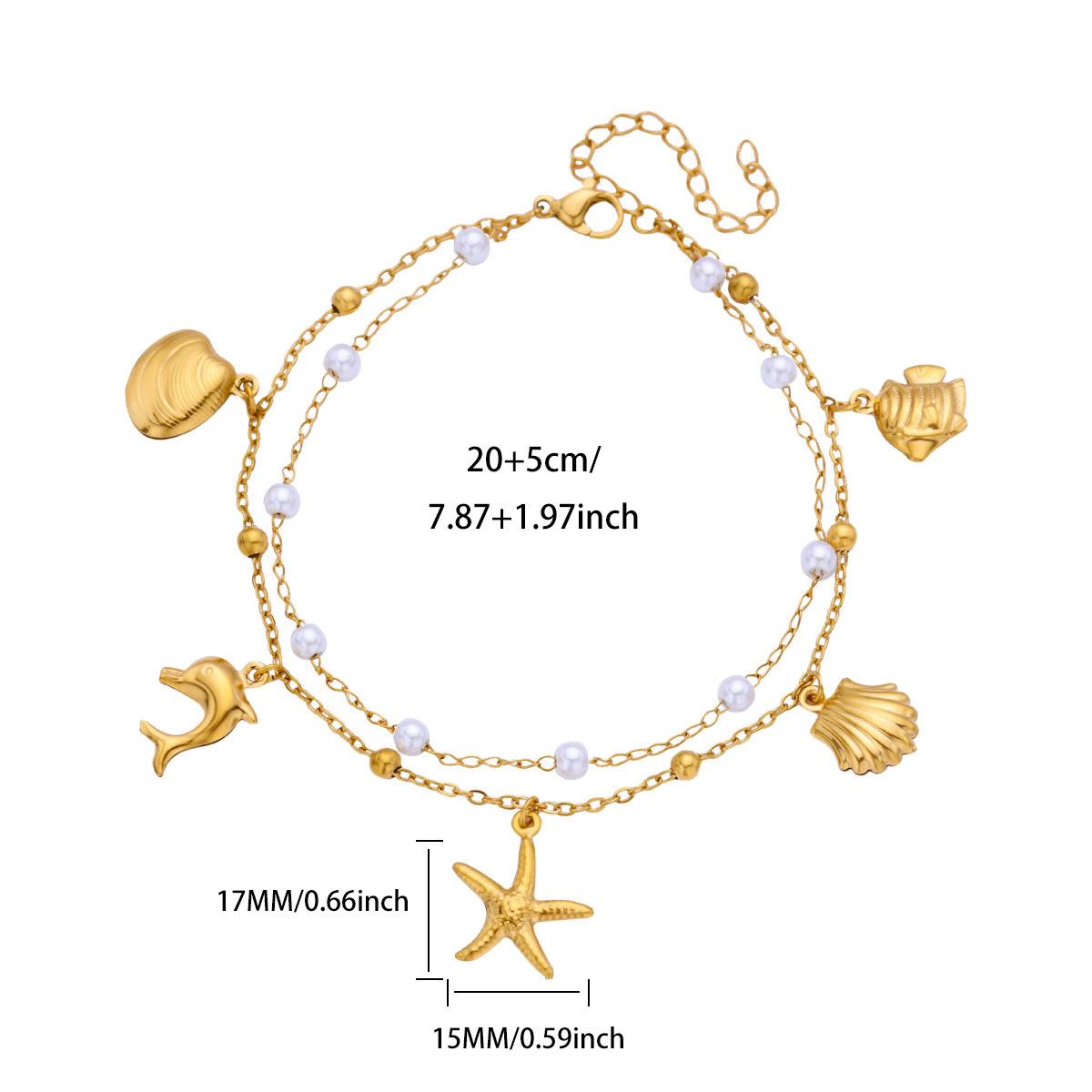 Cross-border Dolphin Starfish Shell Ocean Series Anklet - Casual Summer Beach Jewelry