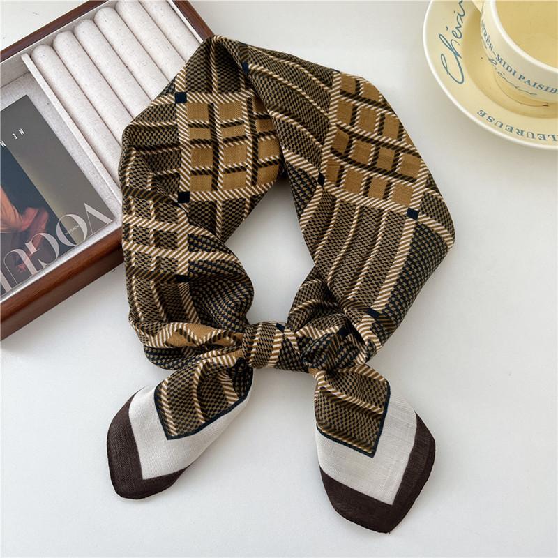 Cotton Linen Print Square Scarves Neckerchief Kerchief Headscarf Women Decorative Scarf Bandanas Headband 65cm Neck Wraps Shawls