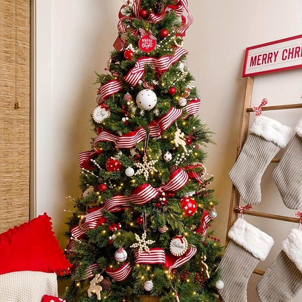 Beautiful Christmas Red And White Check Ribbon For Stylish Bow Crafting And Decor