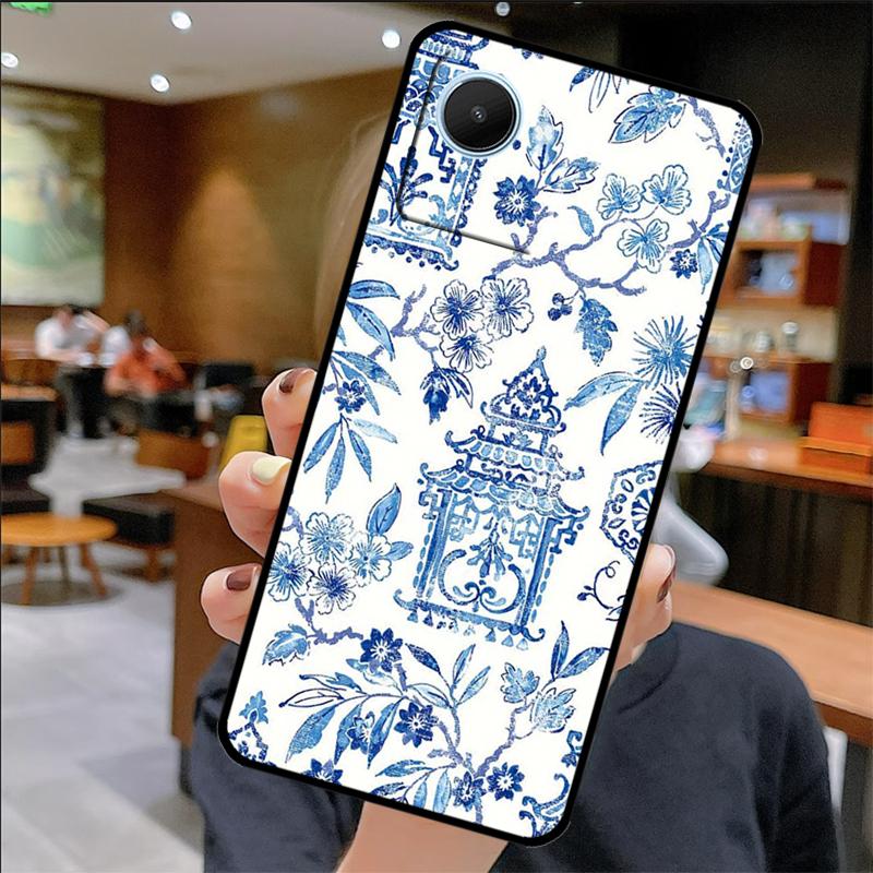 Blue and White Porcelain Case For Realme 14 Pro Plus 12 10 11 13 GT 6 6T 5 GT7 Pro C61 C55 C51 C21Y C25S C67 C75 C53