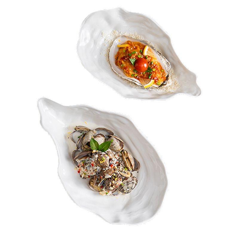 Stylish White Ceramic Oyster Sashimi Plate Creative Seafood Salad Dish For Hotel Restaurant99