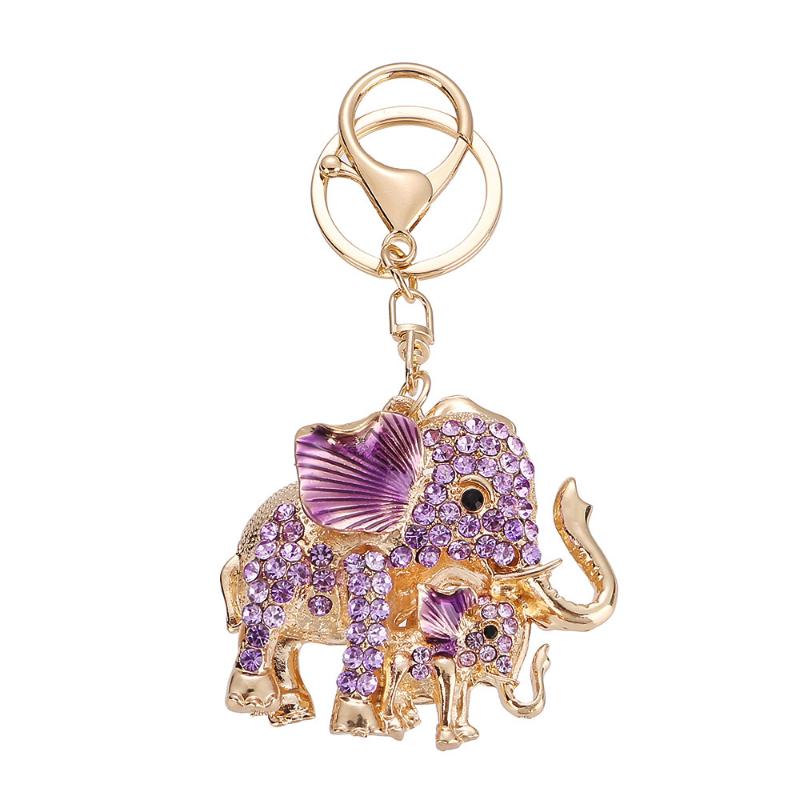 Fashion Rhinestone Elephant Keychains Cute Animal Keyrings Car Key Chain Women Bag Charm Pendant Jewelry