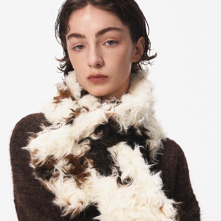 New warm autumn and winter imitation lamb wool scarf women's double-sided light luxury shawl cross versatile fashion scarf fur collar