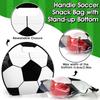 24pcs Soccer Snack Bags with Handles Reusable Baseball Sealed Treat Bags Stand-up Bottom Gift Bags Soccer Training Treat Bags Party Favor Bags