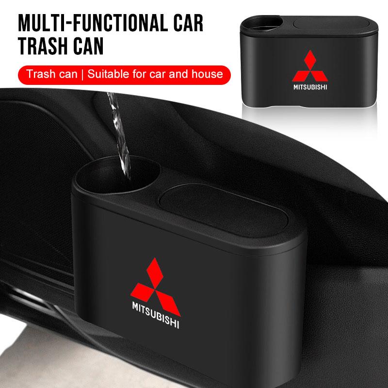 Portable Hanging Mini Car Trash Can Wastebasket Trash Can with Lid For Mitsubishi Outlander I200 Pajero Eclipse ASX Lancer Space Delica Ex