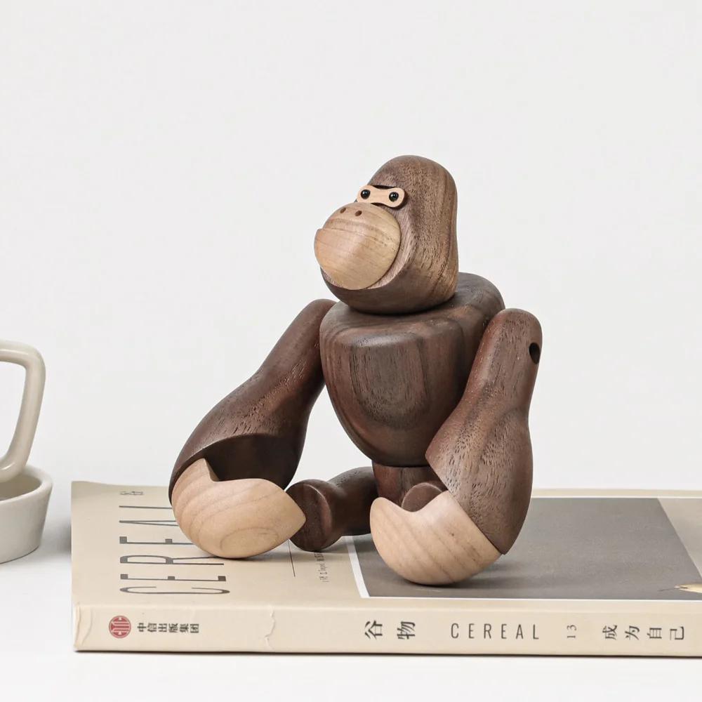 Nordische Holz King Kong Puppen Gorilla Figuren Hängender Affe Heimdeko Zubehör Braune Handwerkskunst Schmuckstück Mann Geschenke