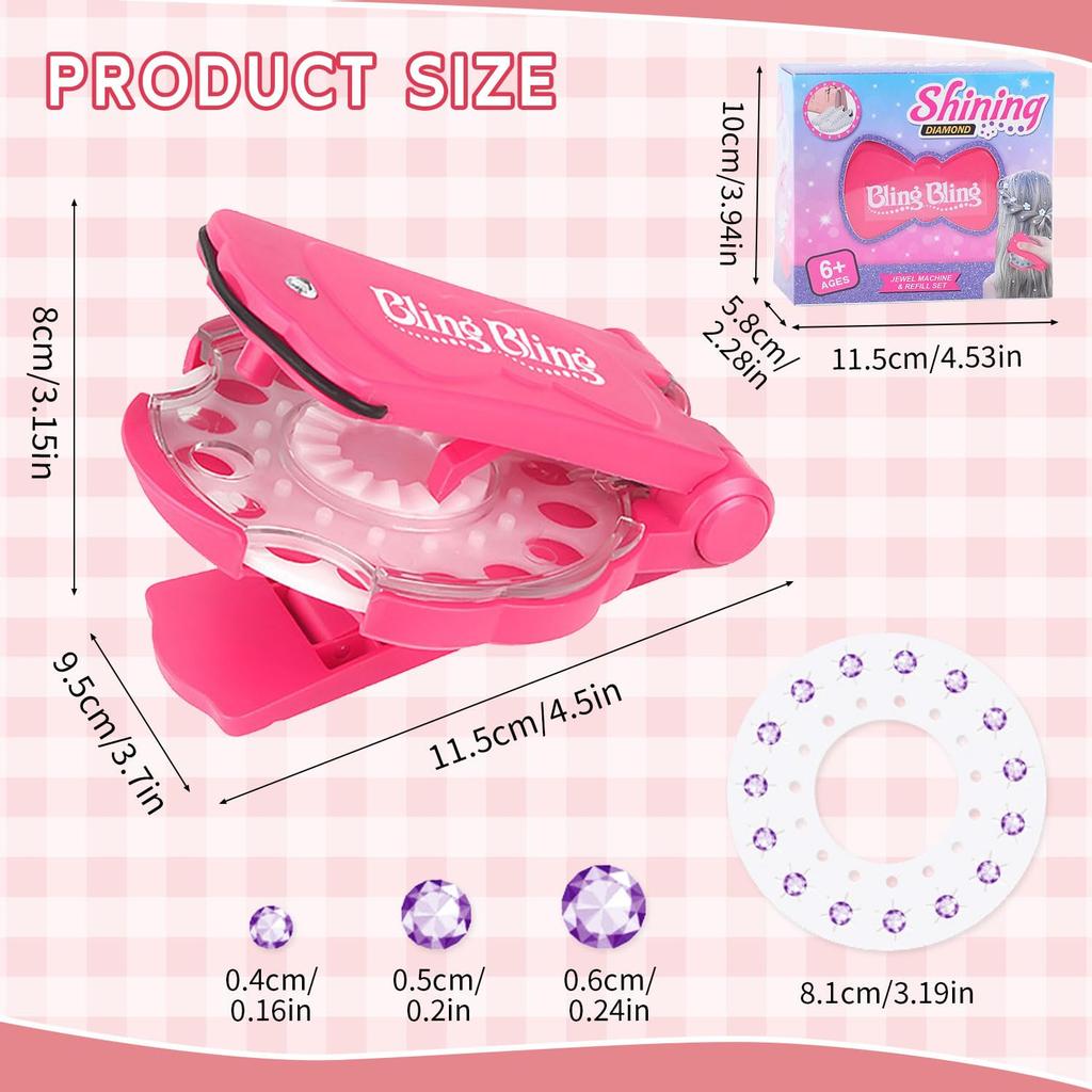 Girls' Hair Accessories, Kids' Hair Jewel Stamper, Bling Hair Styling Tool, Hair Dazzler Kit with 180 Gems, Styling Tool for Braids, Shoes, Bags, and