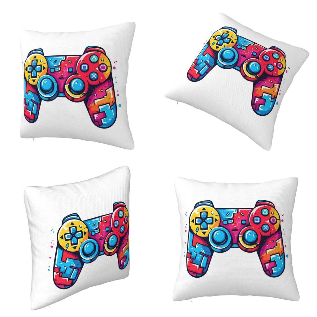 Colorful Watercolor Game Controller Square Pillowcase Cushion Cover Pillow Case Throw Pillow Cover for Home Sofa Living Room