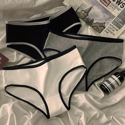 Calcinhas de Algodão Respirável Modeladoras de Quadril de Cintura Média para Meninas - Preto, Branco, Cinza