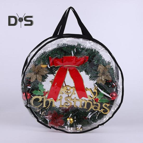 Christmas Wreath Storage Bag with Handle Zipper Closure Large Capacity Transparent Garlands Mini Trees Dustproof Organizer