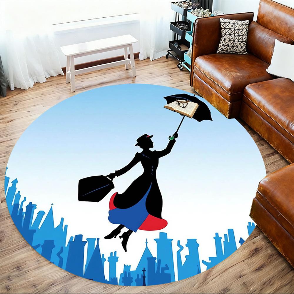 1pc Mary Poppins, Umbrella Round Chair Mat Area Rug - Non-Slip, Floor Mat for Office, Bedroom, Home Decor Christmas Gift P0811143