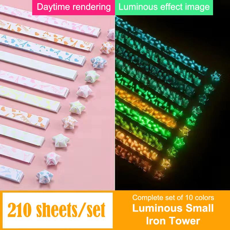210 Sheets Luminous Origami Paper Stars Cute Folding Paper Lucky Star Origami Star Paper Strips For Diy Hand Paper Arts Crafts