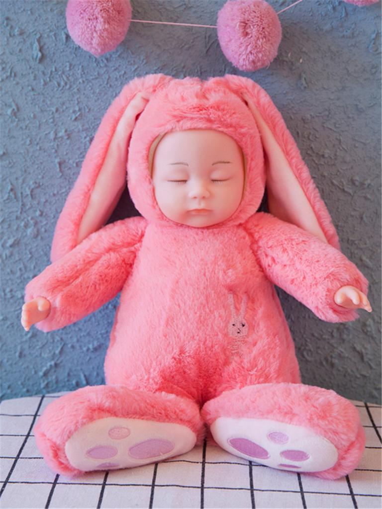 Lifelike Reborn Baby Dolls Soft Body Realistic Newborn Dolls Sleeping Girl Dolls Stuffed Toy Easter Stuffed Animal Bunny Rabbit