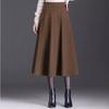 Autumn/Winter High-Waist A-Line Wool Skirt for Middle-Aged Women - Slimming Wide-Hem Pleated Skirt