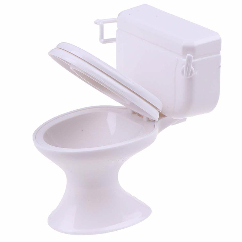Toys House Miniature Furniture Toy Dollhouse Furniture Vintage Bathroom Modeling White Toilet