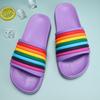 Women Rainbow Thick Sole Summer Beach Slides Bathroom Anti-Slip Slipper Soft Sandals Fashion Flip-Flops Ultra-Light Letter Shoe