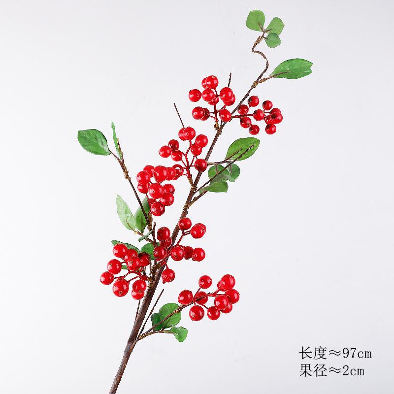 Long branch simulated red fruit, rich fruit, big branch red bean holly fruit, New Year s Eve red fruit decorative fruit