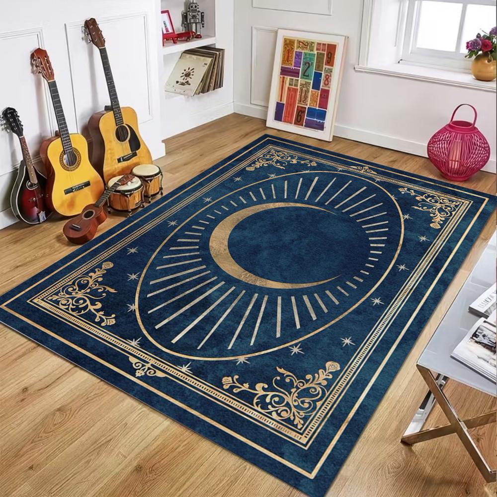 Deep Space Tarot Inspired Carpet Thick Floor Rug for Bohemian Style Bedroom Living Room Home Mat Moon Phase Star Carpet