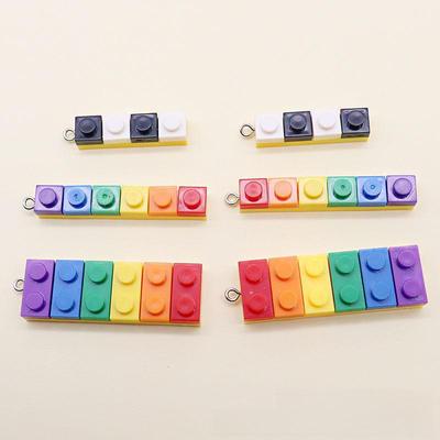 Koreanischer Regenbogen-Acryl-Bausteinschmuck: Handgefertigte DIY-Halskette, Ohrringe, Schlüsselanhänger, Taschenanhänger.