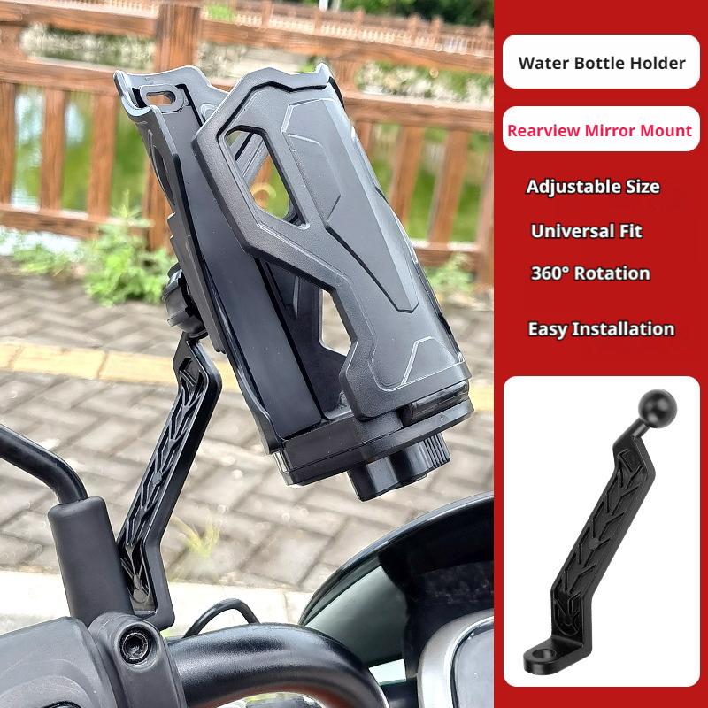 SEAMETAL Motorcycle Water Bottle Holder 360° Adjustable Bike Cup Mount Quick Release Drink Bracket Universal for E-Bike Scooter