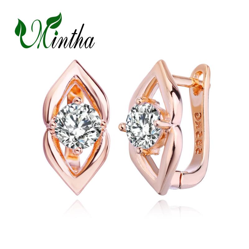

MINTHA Розовое золото Цвет Клип Серьги Ежедневные Модные Ювелирные Изделия Кубический Цирконий Серьги Для Женщин Свадебные Свадебные Серьги
