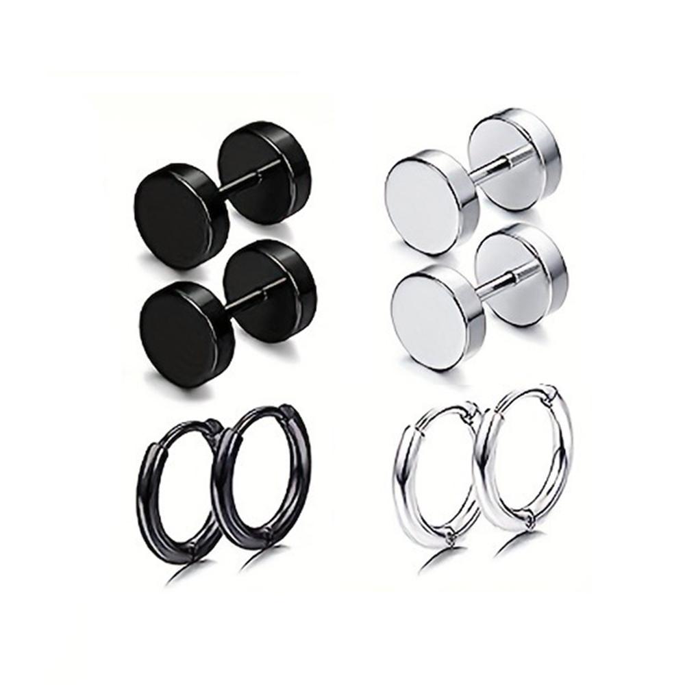 

1-14 Pairs Earrings For Men, Black Earrings Mens Earrings, Stainless Steel Stud Earrings For Women Huggie Hoop Earrings Set