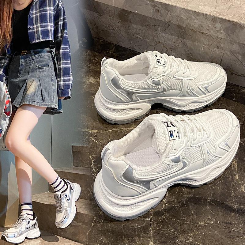 High value 2025 spring and summer new fashion heightening breathable thick-soled dad shoes women's sports shoes casual women's shoes
