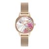 Authorized Dealer Olivia Burton Signature Illustrated Floral Rose Gold Mesh Watch 24000226 30mm [OLIVIA BURTON] Women's