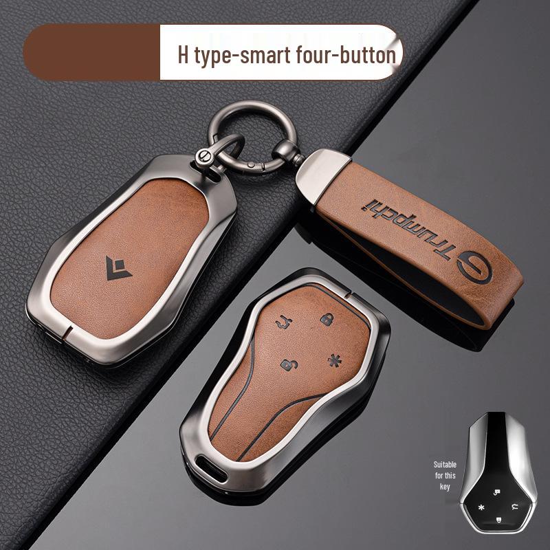 Compatible Key Case for Trumpchi GS4, GS3, GS5, GA6, GA3, GA4 - Metal Leather Car Accessories