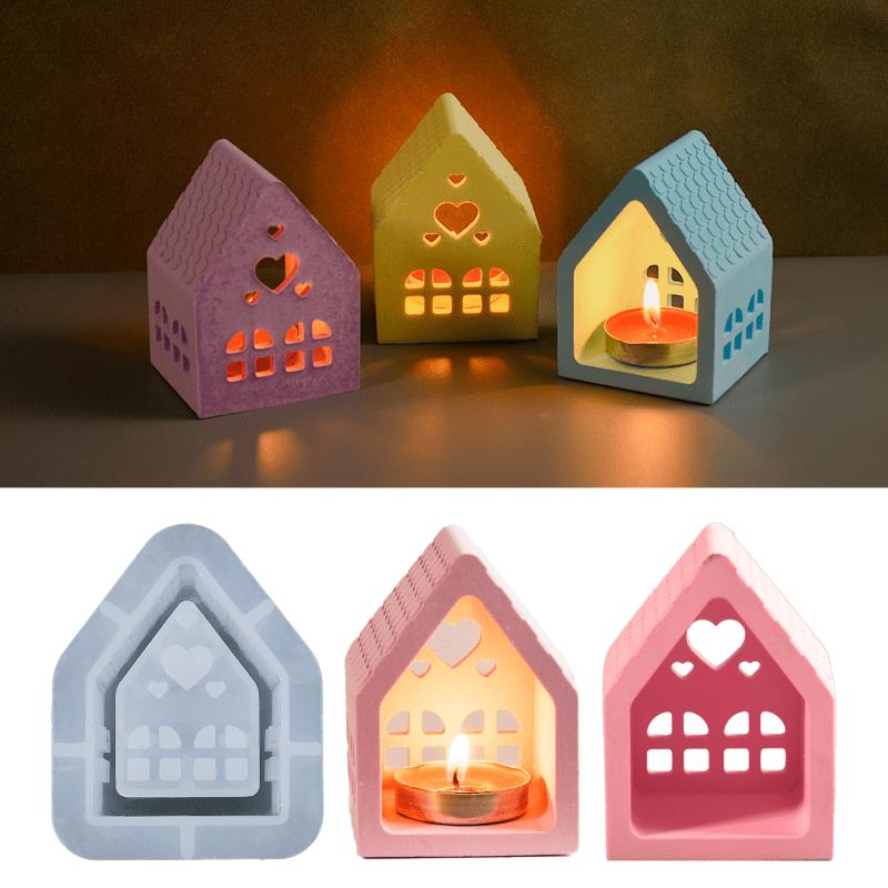 DIY Glue Drop Mold Love House Candlestick Silicone Mold Gypsum Candle Decoration Mold