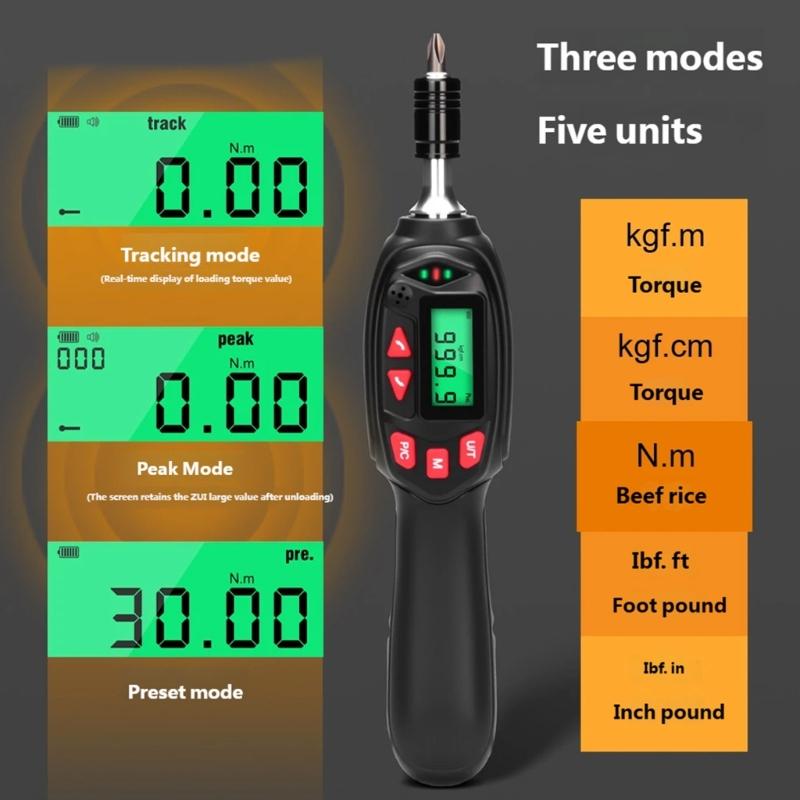 32pcs/set Torque Wrench Kit with Digital Display and Multiple Bit for Motorcycle Maintenance 1/4inch Drive Spanner