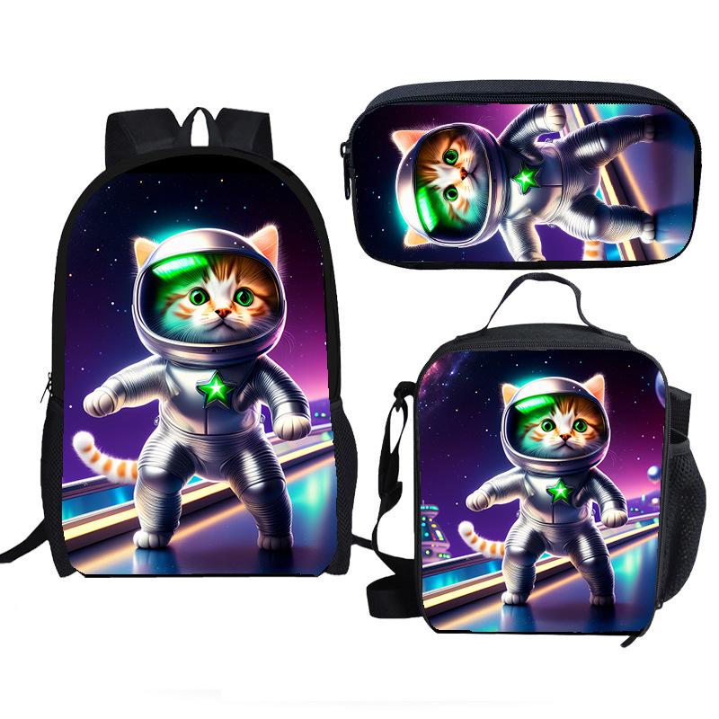 Luxe Nieuwigheid Bijzonder Cool astronaut 3D Print 3 stuks/Set leerling Schooltassen Laptop Dagrugzak Rugzak Lunchtas Etui