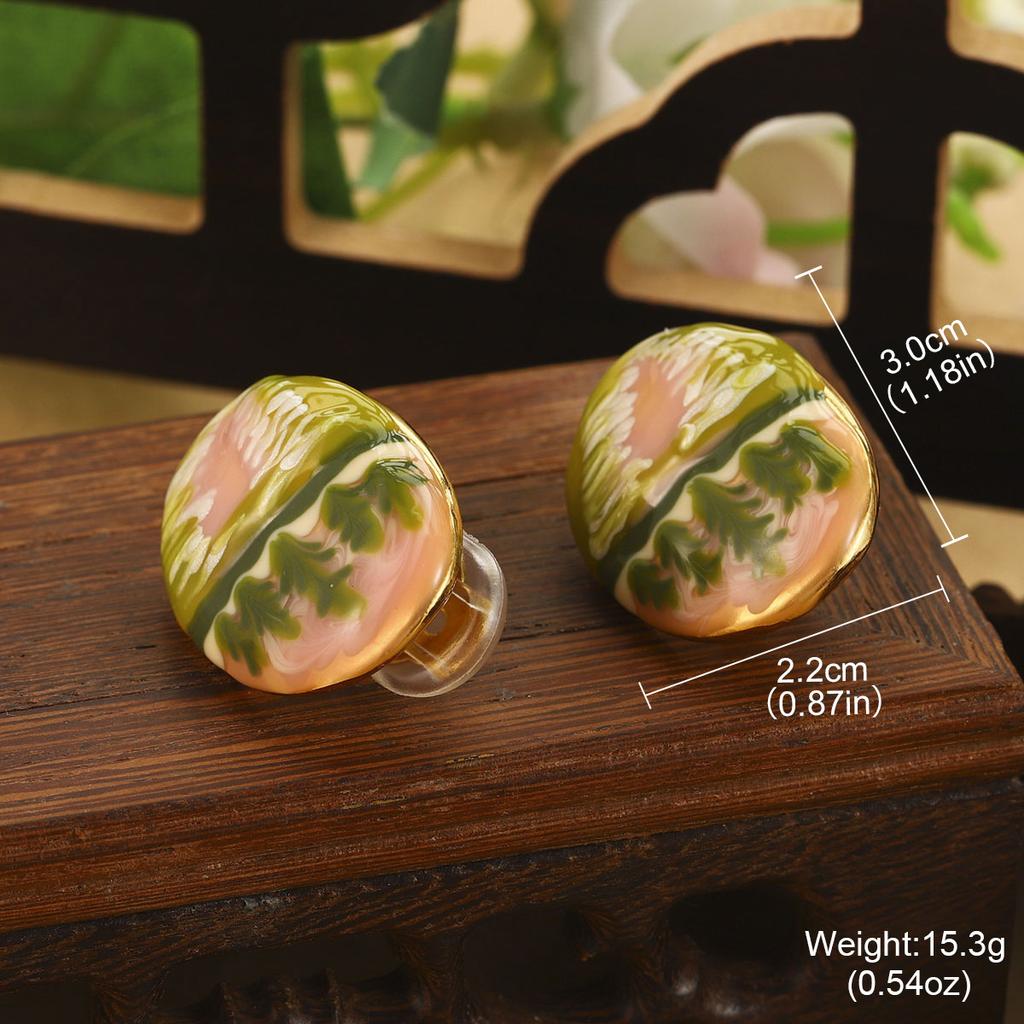 Natural Pearl Flower Oil Drop Earrings Oil Painting Series Enamel Geometric Butterfly Earrings Jewelry Niche Fashion Women