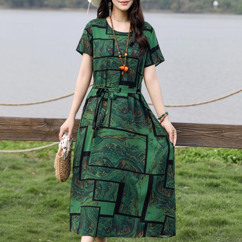 Women's Elegant Dresses Summer Vintage Clothes Casual Short Sleeve Summer Long Dresses