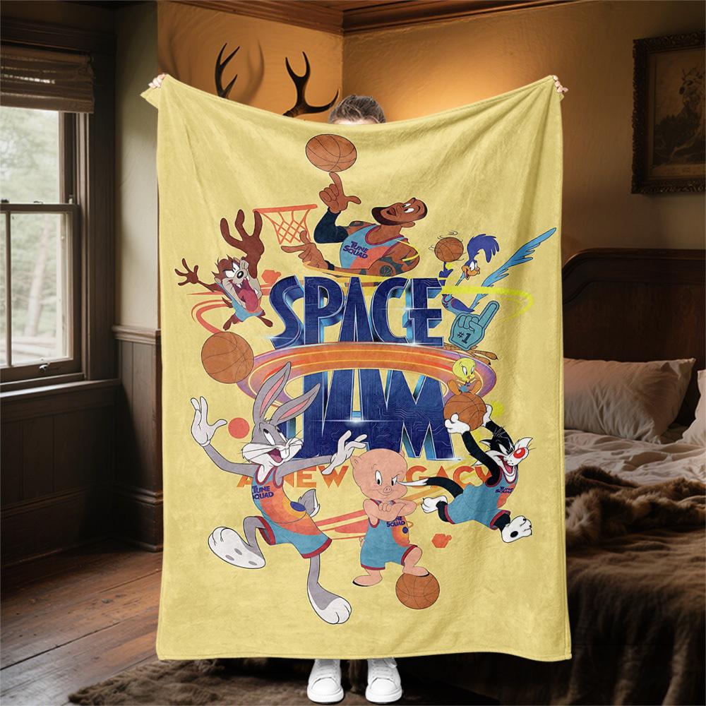 1PC Space Jam: A New Legacy Tune Squad Outdoor Flannel Blanket Soft Plush Decor for Picnics, camping,Bedroom, Playroom, Office1226A