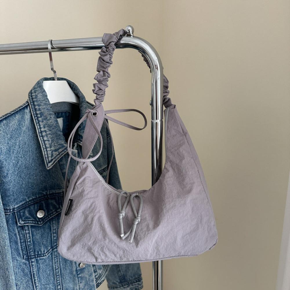 

Нейлоновая плиссированная сумка-пельмень Легкая женская сумка через плечо Модная сумка на шнурке Девушки серый