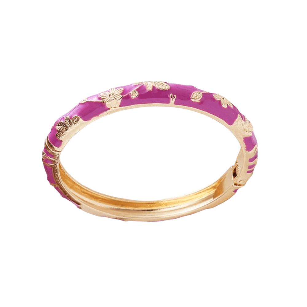 Leaf Floral Pattern Enamel Bangle Bracelet Colorful Drip Cloisonne Bracelet  Beach Vacation