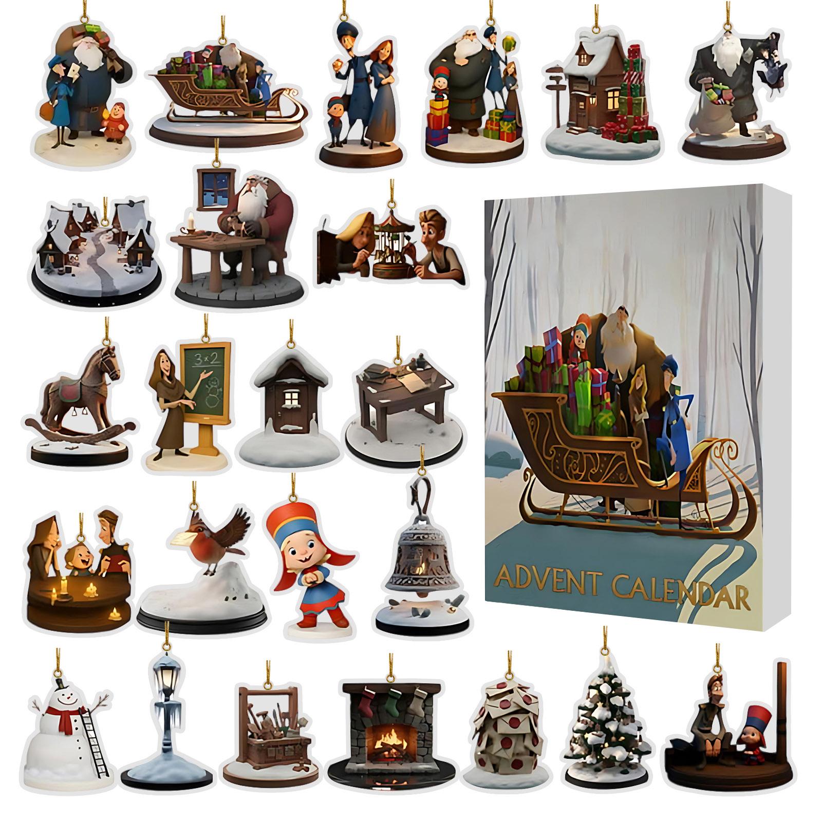 

2D Плоский Акриловый Мистери Бокс 24 шт. Подвеска с Коробкой в Виде Самолета Забавный Рождественский Календарь Обратного Отсчета One Size